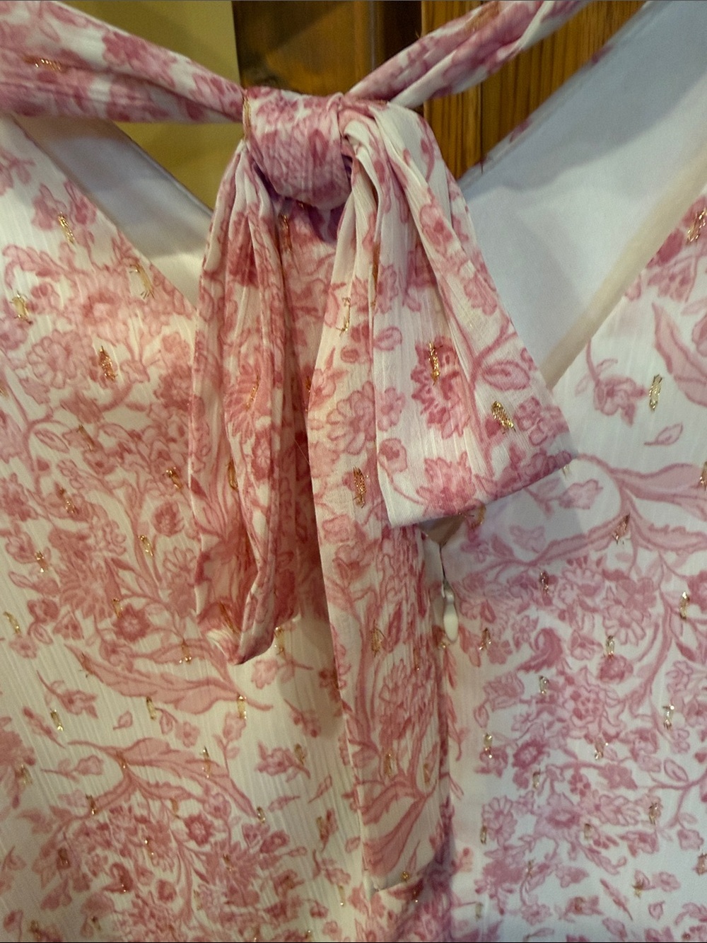 INC International Concepts Pink Floral V‑Neck Long Sleeve Dress - Picture 3 of 6
